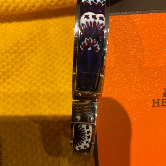 Hermes silver and enamel clic bracelet - Picture 3 of 5